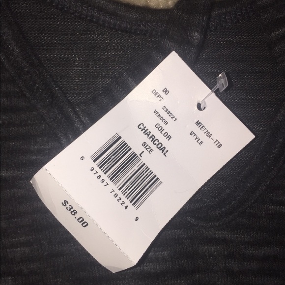 NWT Moa moa long sleeve shirt size L charcoal color lines - Picture 4 of 9